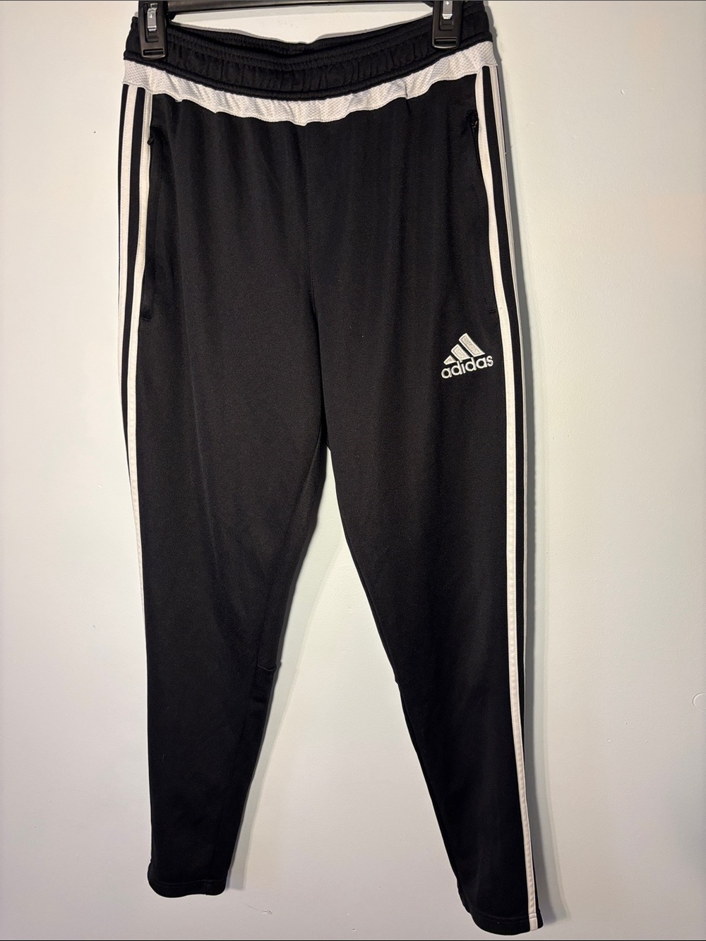 adidas Black Joggers with White Side Stripes